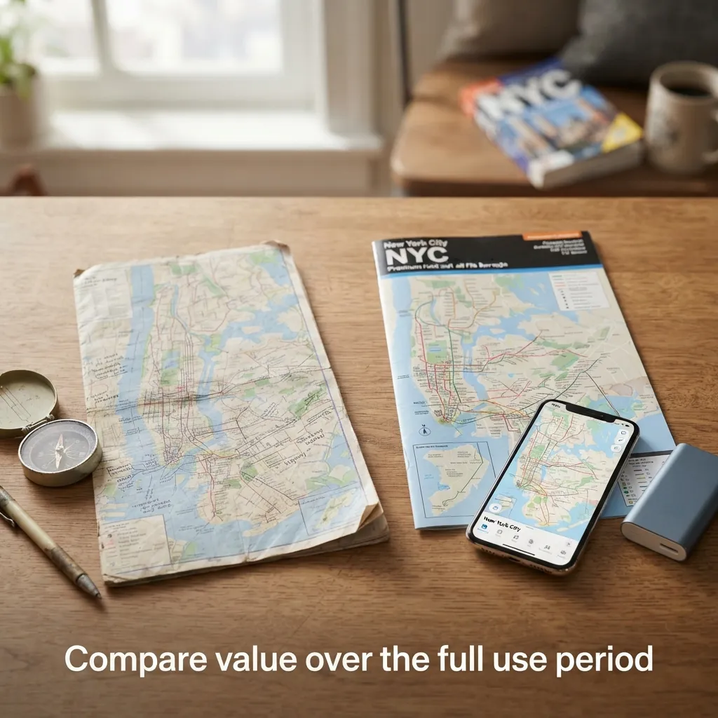 Compare value over the full use period for travel map of new york city