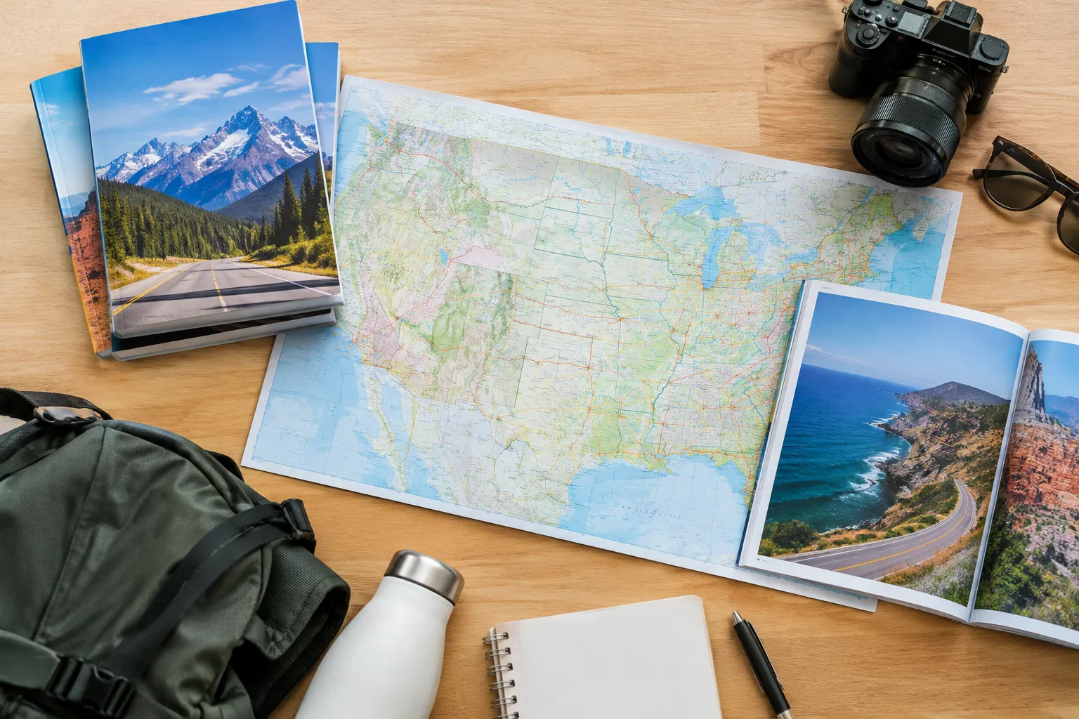 At a glance: broad USA guides vs. in-depth road-trip guides