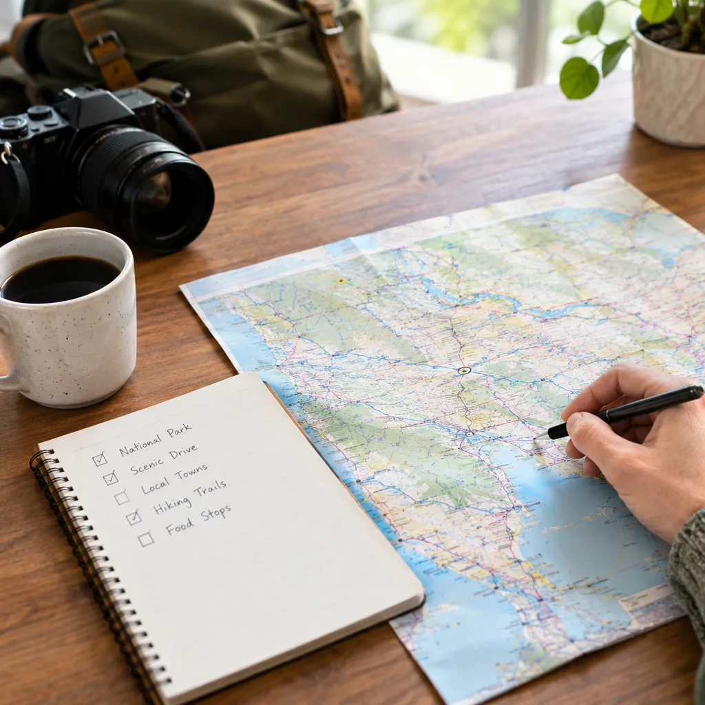 Choose stops that match the day’s priority for road trips map
