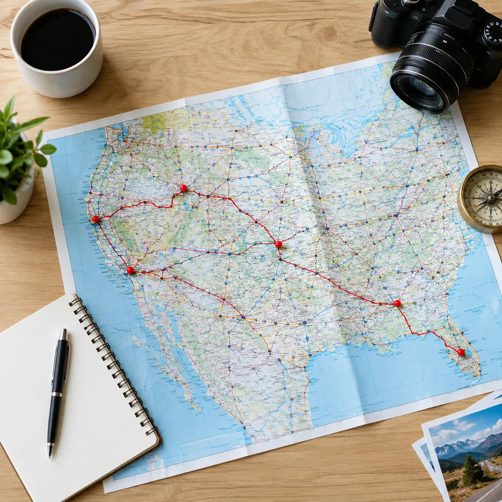 Check the map for exhausting route mistakes for road trips map